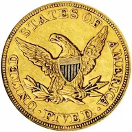Rare 1864 Coronet $5 half eagle