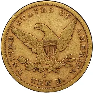 1864-S ten dollar gold eagle photos