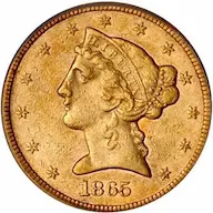 1865 $5 Coronet half eagle images