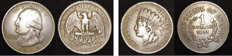 Counterfeit U.S. coins. Really bad fake U.S. coins