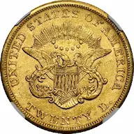 Historic value trends of the 1866-S Coronet $20 Double Eagle, No Motto