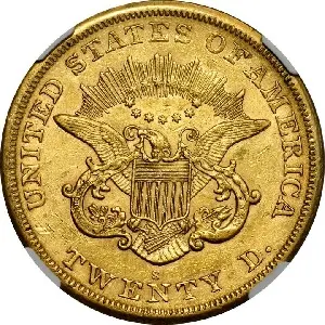 Historic value trends of the 1866-S Coronet $20 Double Eagle, No Motto