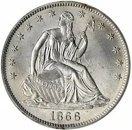 photos 1866-S Seated Liberty Half Dollar, No Motto