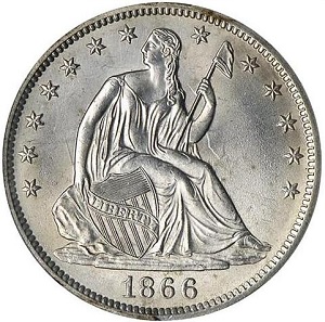 photos 1866-S Seated Liberty Half Dollar, No Motto