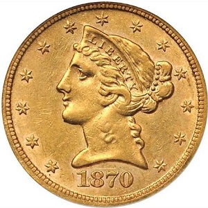 1870-CC Coronet $5 Half Eagle pictures