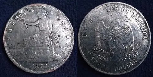 Fake 1870 "Trade Dollar". No Trade dollars were minted in 1870. Fake 1870 "Trade Dollar". No Trade dollars were minted in 1870.