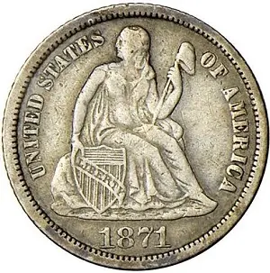 1871-CC Seated Liberty dime images