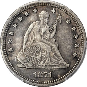 1871-CC Seated Liberty quarter images