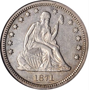 1871-S Seated Liberty quarter photos