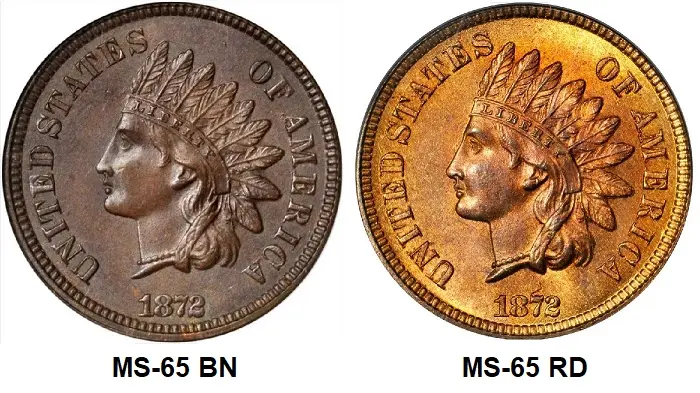 Value for copper coins can vary tremendously, depending on how much of the original mint color is retained. Coins grading a full Red (RD) are generally worth substantial premiums. Value for copper coins can vary tremendously, depending on how much of the original mint color is retained. Coins grading a full Red (RD) are generally worth substantial premiums.