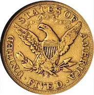 Carson City gold coin: 1873-CC Five Dollar Half Eagle