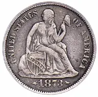 1873-CC Seated Liberty Dime images