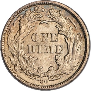 1873-CC Seated Liberty dime value trends