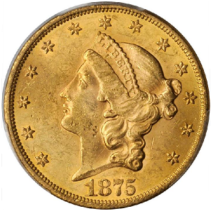 1875 Coronet $20 double eagle