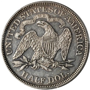Common Date Price trend comparison coin: 1876 Seated Liberty half dollar
