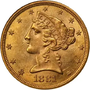 1881-CC Five Dollar Half Eagle images
