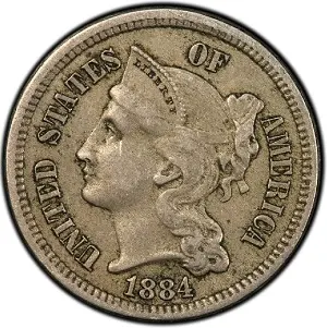 1884 Three cent copper nickel images