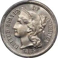 1884 Three cent copper nickel images