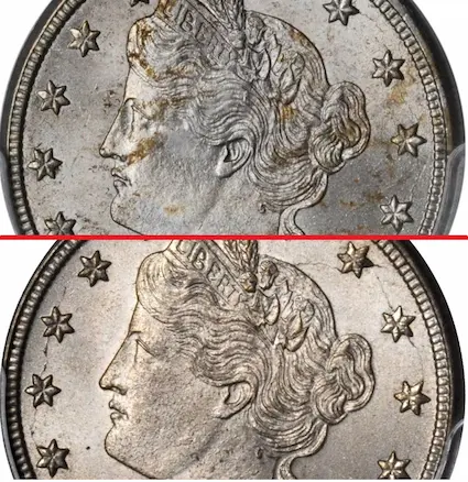 Example of how eye appeal can influence coin value in Mint State grading. Example of how eye appeal can influence coin value in Mint State grading.