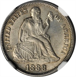 1888 Seated Liberty dime