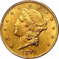 1891-CC Coronet $20 double eagle photos