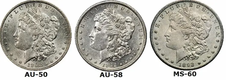Grade (and available supply -and hence- value) becomes extremely critical for the 1892-S Morgan dollar as Mint State condition is approached. Grade (and available supply -and hence- value) becomes extremely critical for the 1892-S Morgan dollar as Mint State condition is approached.