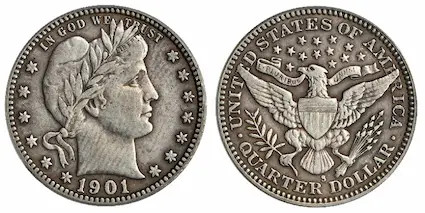 No set of Barber quarters can be completed without the 1901-S.  Pressure from collectors has predictably elevated the 1901-S to “King of the Hill” in the Barber quarter series.