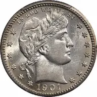 1901-S Barber quarter photo
