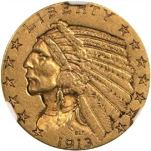 1913 Indian Head $5 half eagle pics