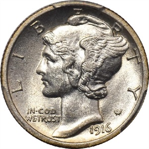 1916-D Mercury dime photos