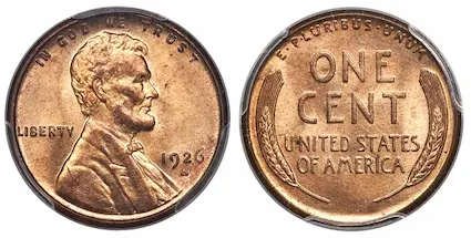 The 1926-S Lincoln cent in MS-65 RED is valued at around $100,000.