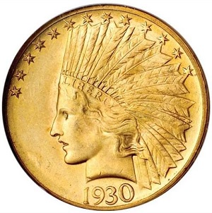1930-S Indian Head $10 Eagle