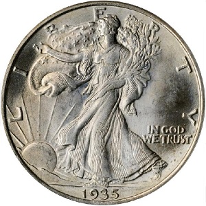 1935 Walking Liberty half dollar