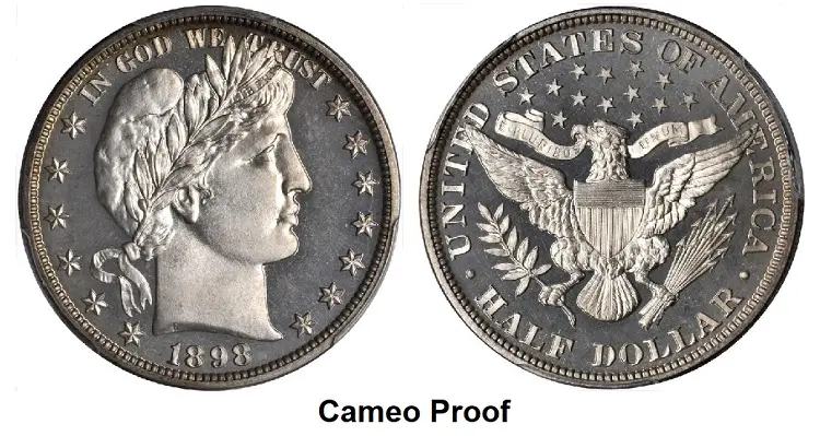 This 1898 Barber half dollar is graced with above average frosted devices that contrast beautifully with mirrored fields. PCGS graded this gem as PR-67 CAM.