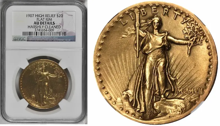 Because this coin was harshly cleaned, it did not receive a numerical grade from NGC.  In March 2016, it sold for $6463, less than half its "normal" selling price. Because this coin was harshly cleaned, it did not receive a numerical grade from NGC.  In March 2016, it sold for $6463, less than half its "normal" selling price.