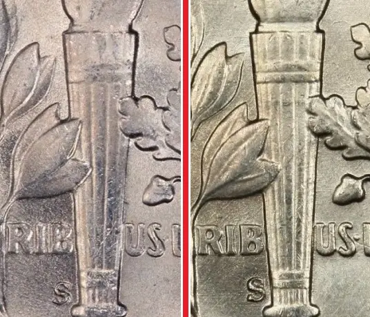 Full split bands example Roosevelt dime. Full split bands example Roosevelt dime.