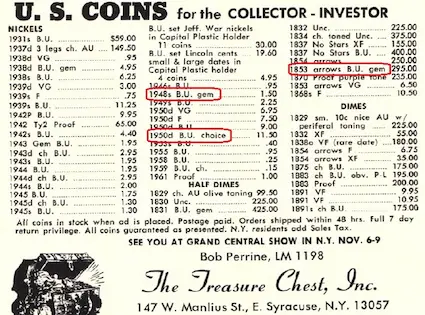 In 1975, not many people used Mint State numerical grades to describe Uncirculated coins. Ambiguous terms "Gem" and "Choice" were often used to designate better coins, but with no precise definitions. In 1975, not many people used Mint State numerical grades to describe Uncirculated coins. Ambiguous terms "Gem" and "Choice" were often used to designate better coins, but with no precise definitions.