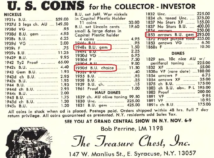 In 1975, not many people used Mint State numerical grades to describe Uncirculated coins. Ambiguous terms "Gem" and "Choice" were often used to designate better coins, but with no precise definitions. In 1975, not many people used Mint State numerical grades to describe Uncirculated coins. Ambiguous terms "Gem" and "Choice" were often used to designate better coins, but with no precise definitions.