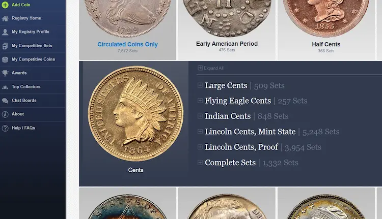 NGC Registry for cent sets. NGC Cent Registry Sets Aug 2023 screenshot