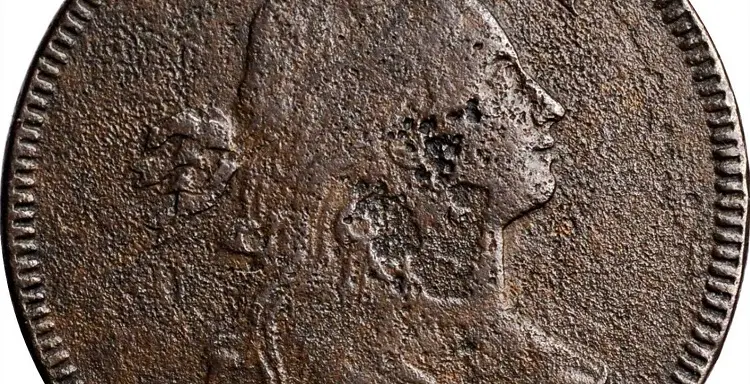 This 1797 Draped Bust is plagued by serious corrosion, most likely caused by exposure to harmful environmental conditions. The heavy pitting at center seriously diminishes this coin’s value. This 1797 Draped Bust is plagued by serious corrosion, most likely caused by exposure to harmful environmental conditions. The heavy pitting at center seriously diminishes this coin’s value.