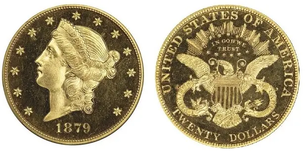 Proof cameo example of the Coronet Head $20 double eagle series.