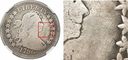 Example of a damaged coin that was "repaired".