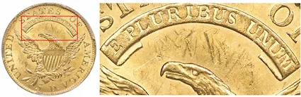 1808 Capped Draped Bust half eagle was damaged by graffiti