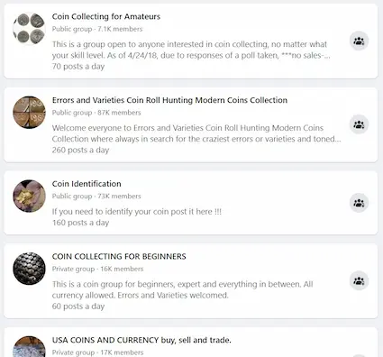 For coin collectors who enjoy social media, there is an abundance of opportunities to belong to coin-related groups.