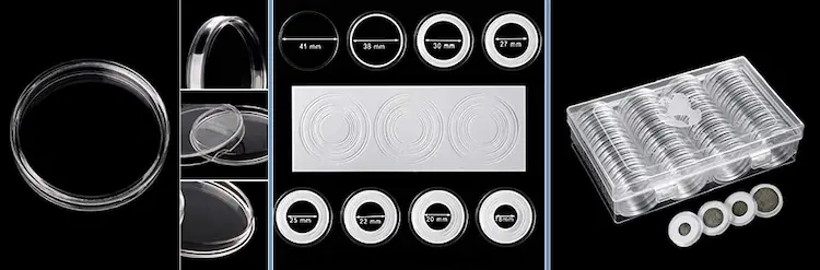 Some coin capsules come with a size range of separatable foam insert rings.  The rings are designed to prevent the coin from moving around inside the capsule. Some coin capsules come with a size range of separatable foam insert rings.  The rings are designed to prevent the coin from moving around inside the capsule.