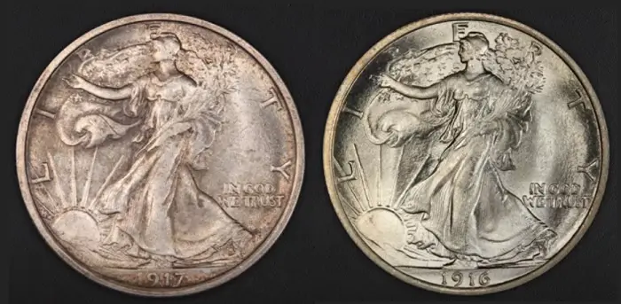 Dull coin luster compared to outstanding luster. A coin with good luster can be said to almost glow and is a prerequisite to grade at the highest level on the grading scale. Dull coin luster compared to outstanding luster. A coin with good luster can be said to almost glow.