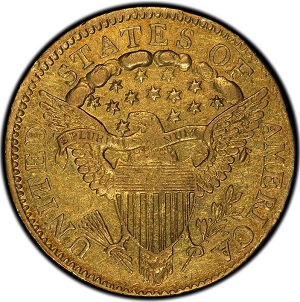 Rare, early U.S. gold 1804 Capped Bust quarter eagle, 13 Star reverse