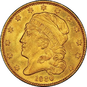 1830 Capped Head $5 Half Eagle Small 5D