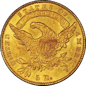 1830 Capped Head $5 Half Eagle rare key date gold coin