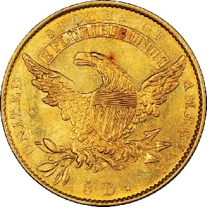 Value trend history of 1833 Capped Head half eagle Small Date rarity
